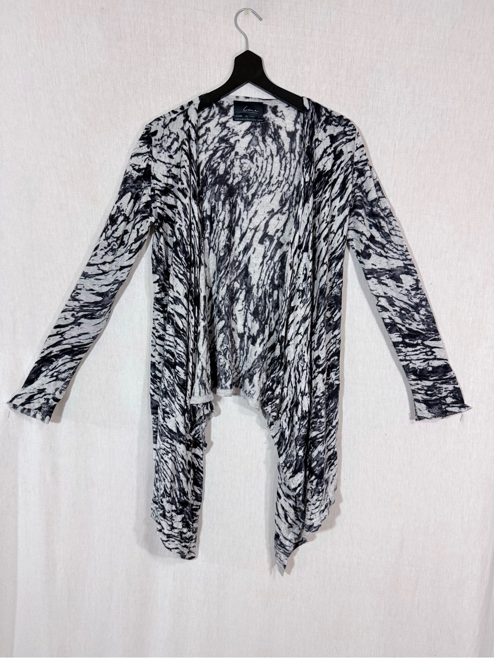Line XS Black & White abstract Draped waterfall Women's Cardigan